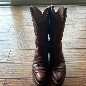 THESE ARE JUSTIN MENS COWBOY BOOTS ALL LEATHER EXOTIC SKIN